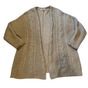 🟠 Pink Republic Tan Cable Knit Cardigan Sweater - Size Large